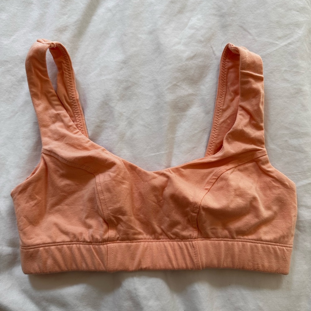 Knickey Scoop Neck Organic Cotton Bra, Size S, Peach